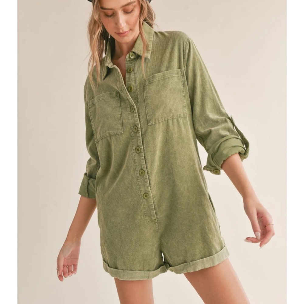 Sadie & Sage Olive Corduroy Shirt